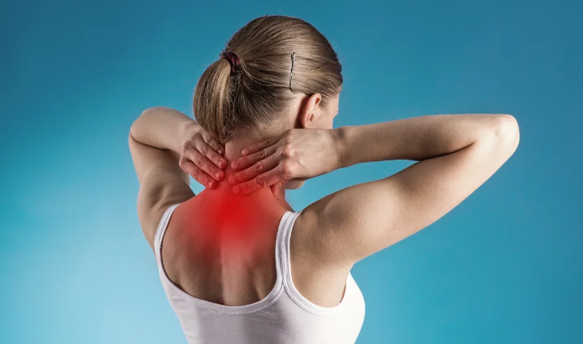 Woman stretching her neck after a long day